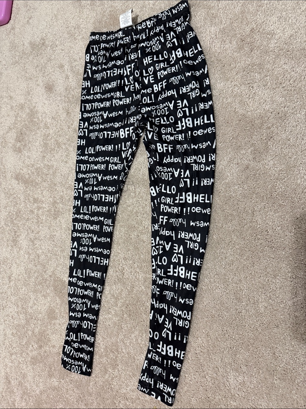 Girls' Black & White Graphic Leggings - Brand Unknown